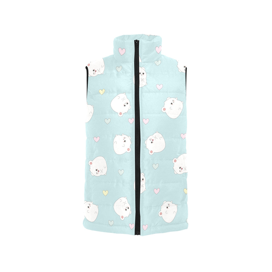 White cute hamsters heart pattern Men's Padded Vest