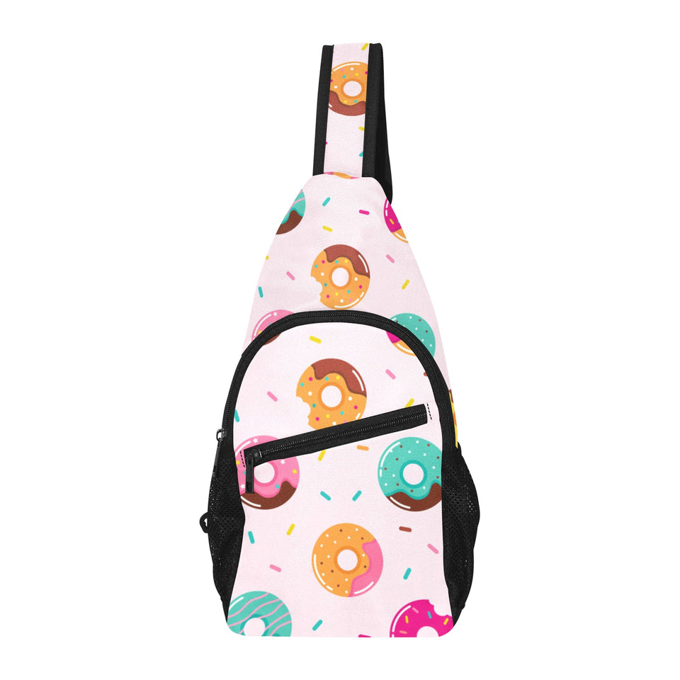 Donut pattern glaze pink background All Over Print Chest Bag