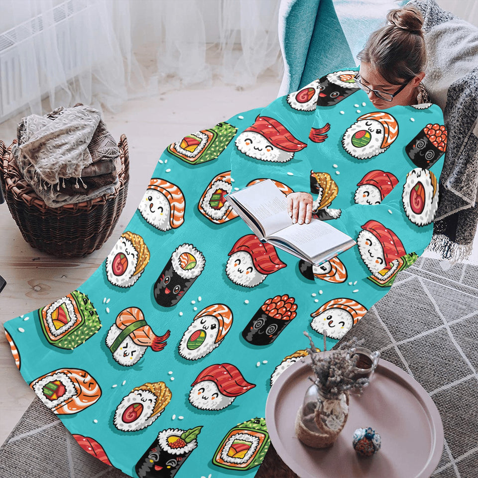 Cute sushi pattern Blanket Robe with Sleeves