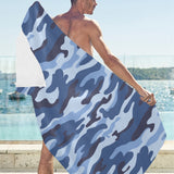 Blue camouflage pattern Beach Towel