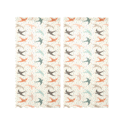 Swallow Pattern Print Design 02 Gauze Curtain