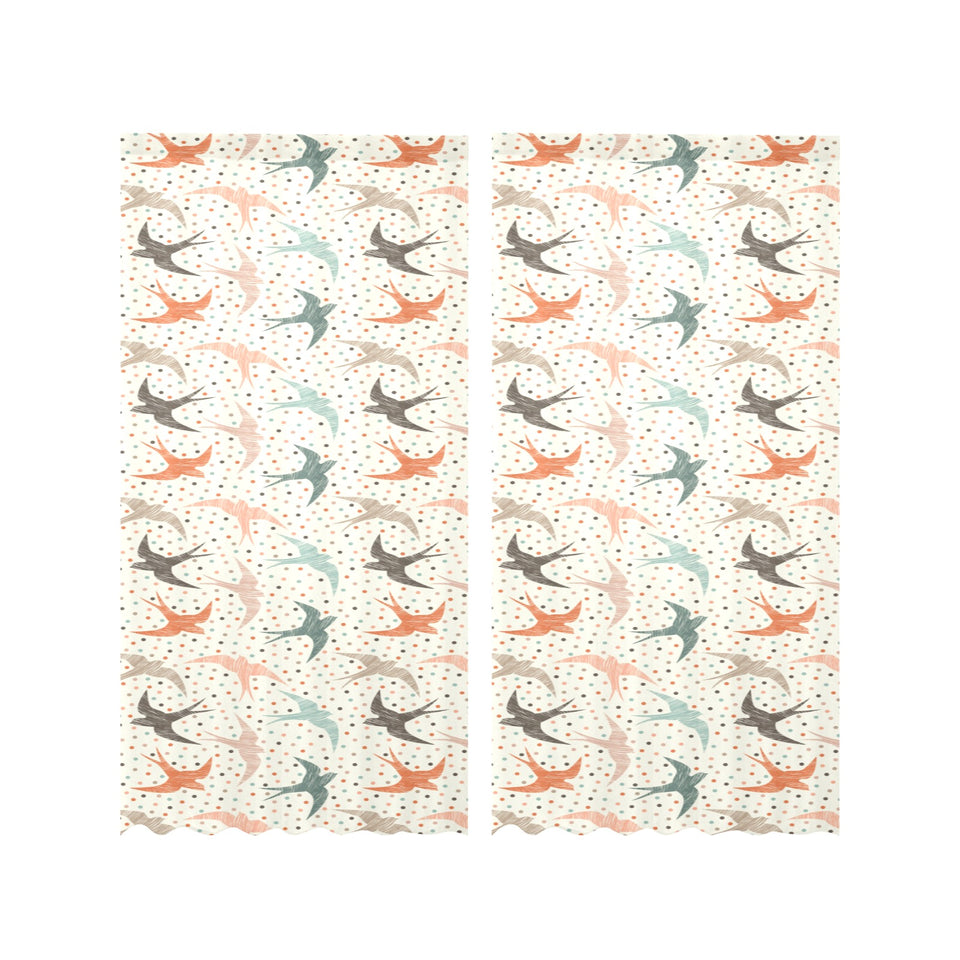 Swallow Pattern Print Design 02 Gauze Curtain
