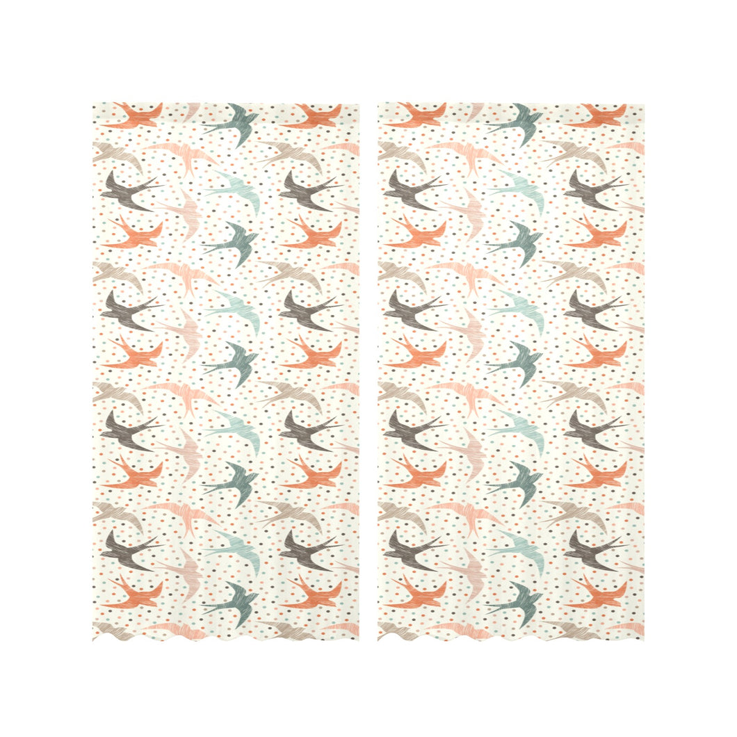 Swallow Pattern Print Design 02 Gauze Curtain