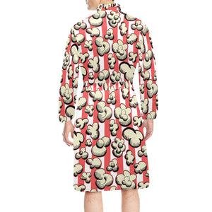 Popcorn Pattern Print Design 05 Men's Long Sleeve Belted Night Robe