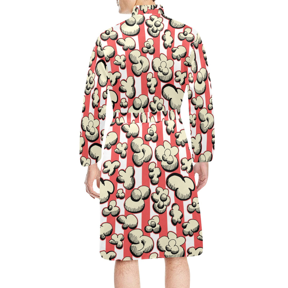 Popcorn Pattern Print Design 05 Men's Long Sleeve Belted Night Robe
