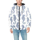 Seahorse pattern background Men's Padded Hooded Jacket