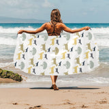 Silhouettes of goat and tree pattern Beach Towel