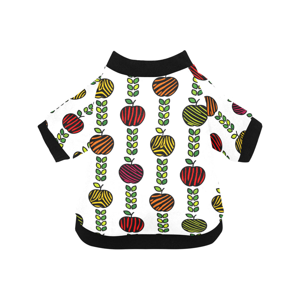 colorful apples leave zebra stripe All Over Print Pet Dog Round Neck Fuzzy Shirt