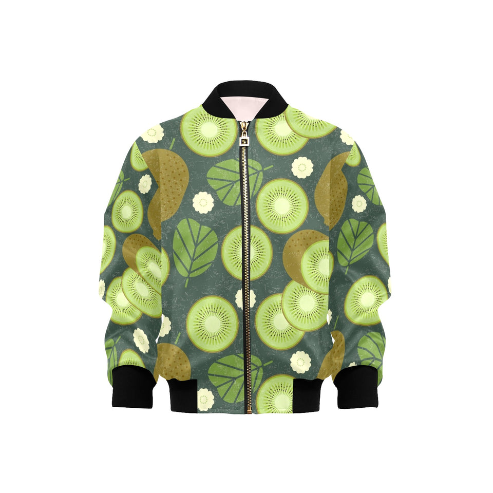 Whole sliced kiwi leave and flower Kids' Boys' Girls' Bomber Jacket