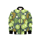Whole sliced kiwi leave and flower Kids' Boys' Girls' Bomber Jacket