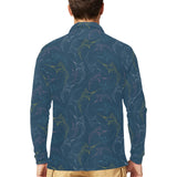 Swordfish Pattern Print Design 02 Men's Long Sleeve Polo Shirt