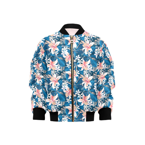Hibiscus Pattern Print Design 02 Kids' Boys' Girls' Bomber Jacket