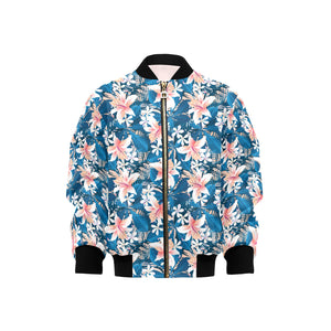 Hibiscus Pattern Print Design 02 Kids' Boys' Girls' Bomber Jacket