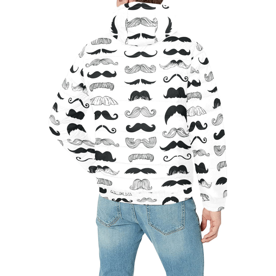 Mustache Beard Pattern Print Design 04 Men's Padded Hooded Jacket