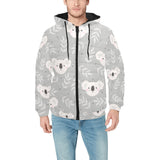 Cute koala leaves pattern Men's Padded Hooded Jacket