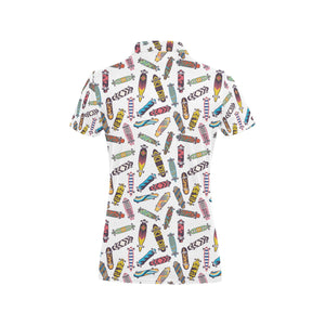 Skate Board Pattern Print Design 05 Women's All Over Print Polo Shirt