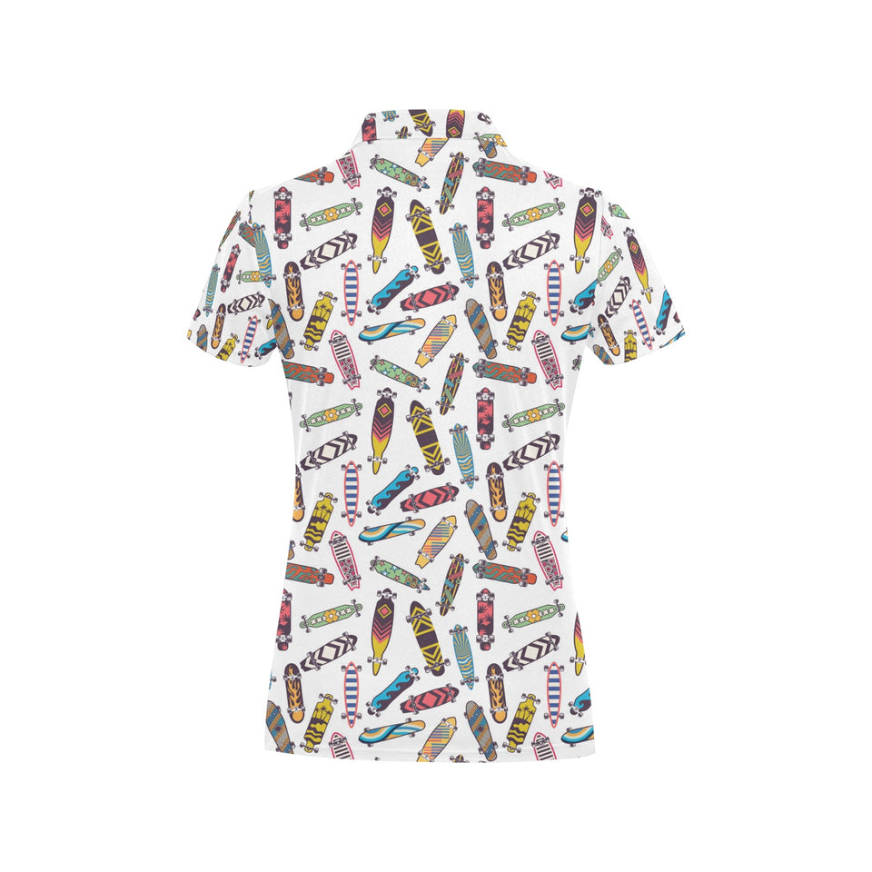 Skate Board Pattern Print Design 05 Women's All Over Print Polo Shirt