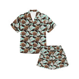 Coconut Pattern Print Design 03 Kids' Boys' Girls' V-Neck Short Pajama Set