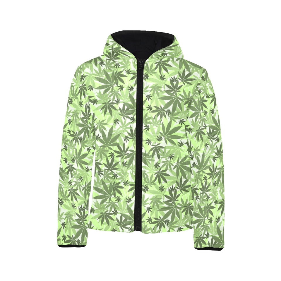 Canabis Marijuana Weed Pattern Print Design 01 Kids' Boys' Girls' Padded Hooded Jacket