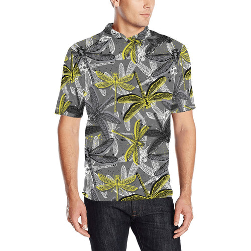 Hand drawn dragonfly pattern Men's All Over Print Polo Shirt