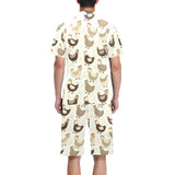 Cute rooster chicken cock Men's V-Neck Short Pajama Set