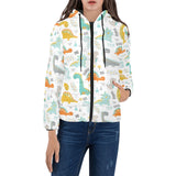 Cute funny kids dinosaurs pattern Women's Padded Hooded Jacket
