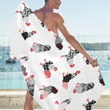 Cool rooster chicken cock floral ornament backgrou Beach Towel