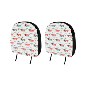 Cute dachshund bone pattern Car Headrest Cover