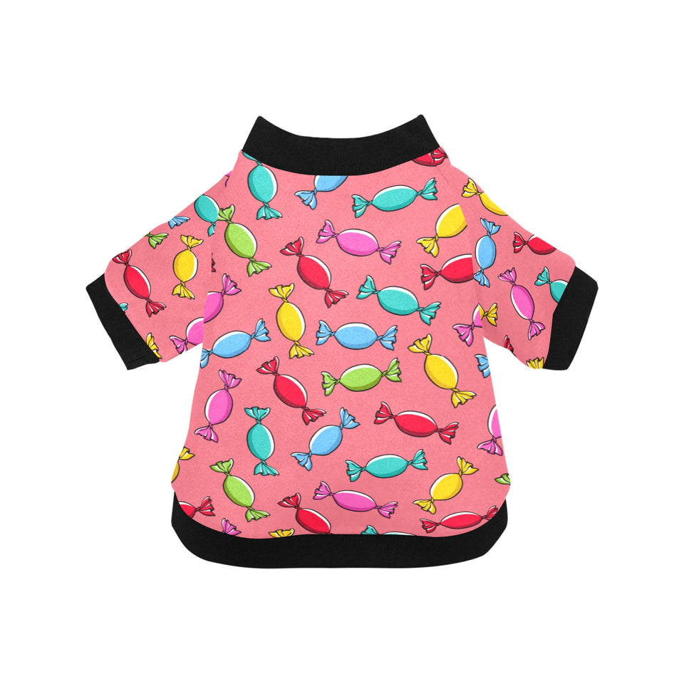 Colorful wrapped candy pattern All Over Print Pet Dog Round Neck Fuzzy Shirt