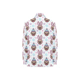 Cute pug hat rabbit costume pattern Women's Long Sleeve Polo Shirt