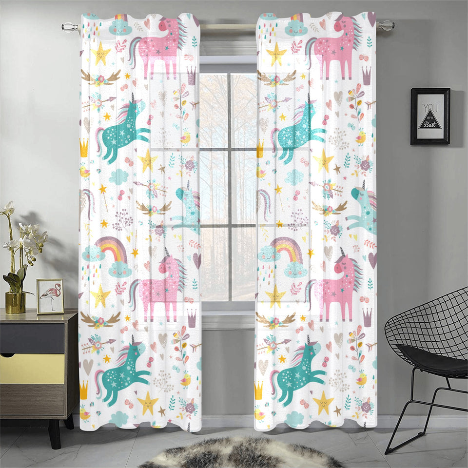 Colorful unicorn pattern Gauze Curtain