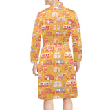 Camper Van Pattern Print Design 04 Men's Long Sleeve Belted Night Robe