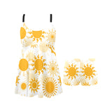 Sun design pattern Chest Sexy Pleated Two Piece Swim Dress