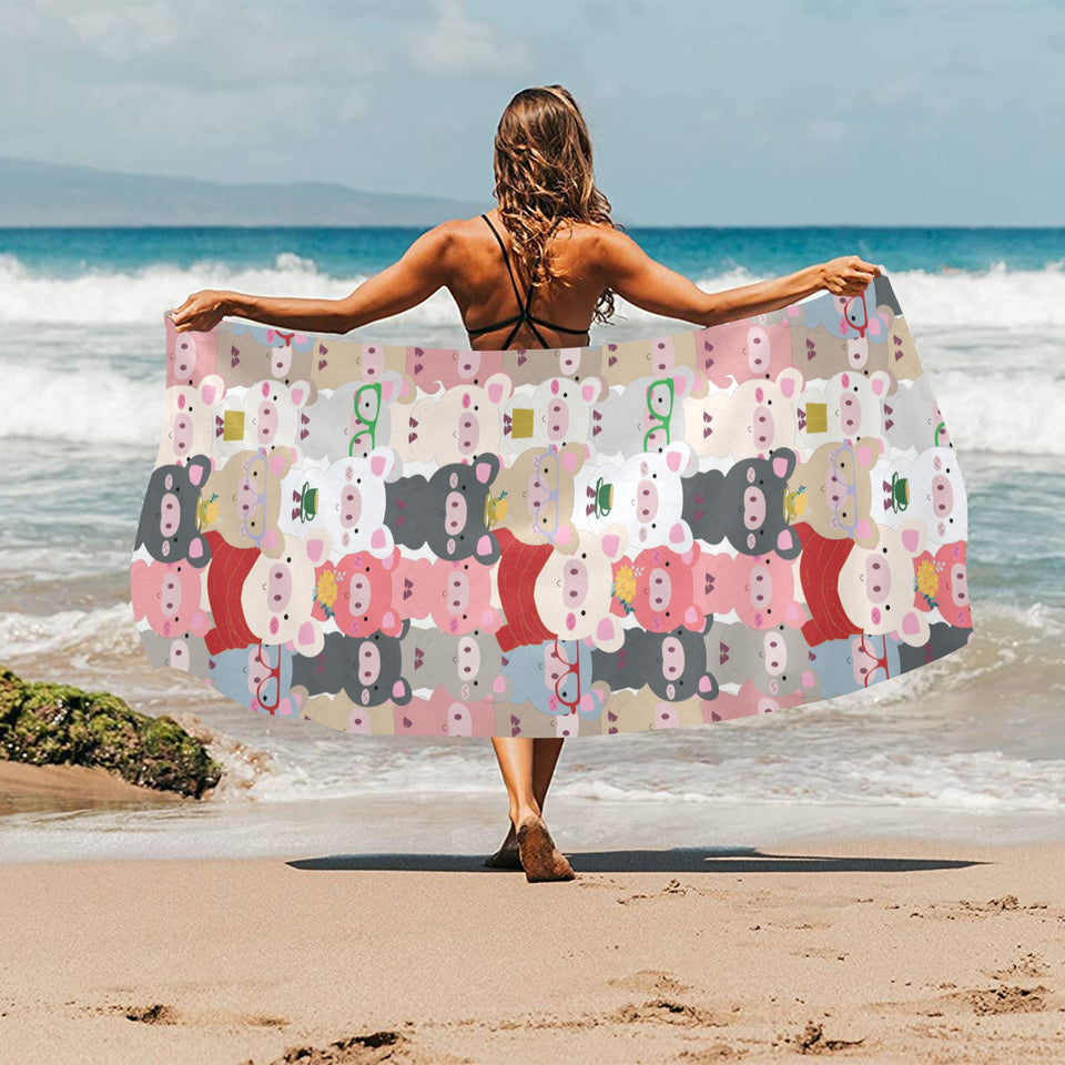 Pig Pattern Print Design 02 Beach Towel