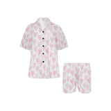 Watercolor pink heart pattern Women's V-Neck Short Pajama Set