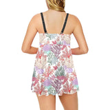 Coral Reef Pattern Print Design 03 Chest Sexy Pleated Two Piece Swim Dress