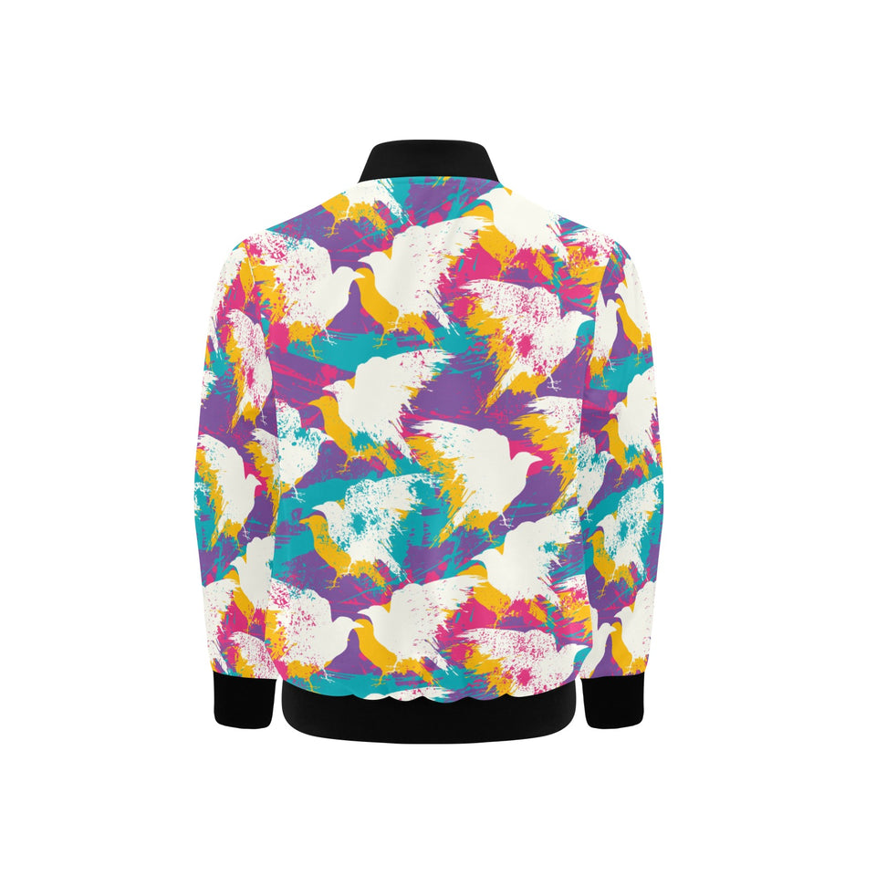 Colorful crow illustration pattern Kids' Boys' Girls' Bomber Jacket