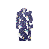 Hand drawn cute unicorn star planet Men's Long Sleeve Belted Night Robe