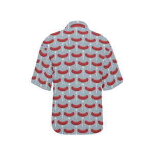 Sausage Pattern Print Design 02 Women's All Over Print Hawaiian Shirt