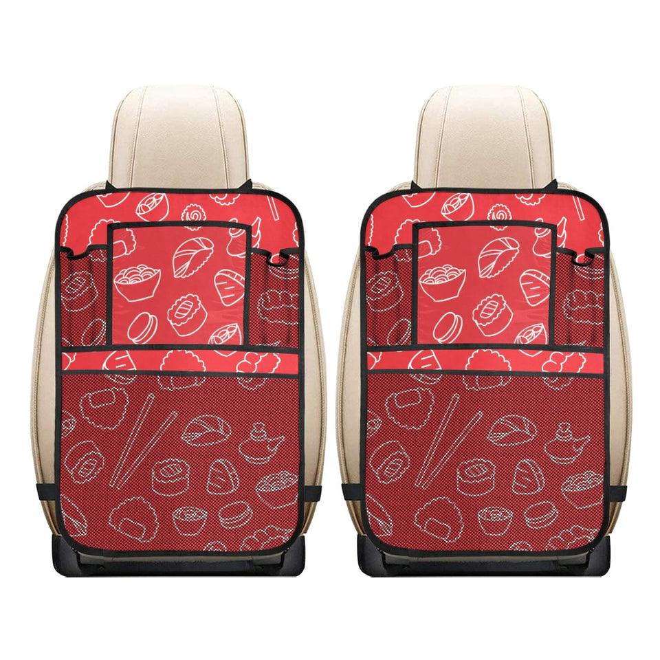 sushi pattern red background Car Seat Back Organizer