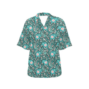 Elephants jungle pattern Women's All Over Print Hawaiian Shirt