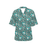 Elephants jungle pattern Women's All Over Print Hawaiian Shirt