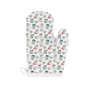 English Bulldog Pattern Print Design 03 Heat Resistant Oven Mitts