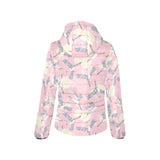 Japanese crane rose pattern Women's Padded Hooded Jacket