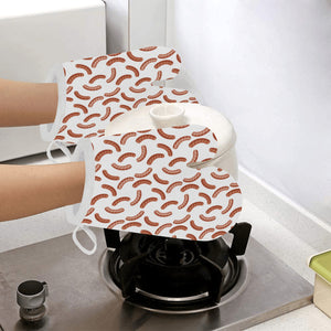 Sausage Pattern Print Design 04 Heat Resistant Oven Mitts