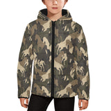 Horse Camouflage Pattern Kids' Boys' Girls' Padded Hooded Jacket