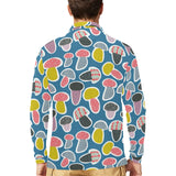 Colorful mushroom design pattern Men's Long Sleeve Polo Shirt