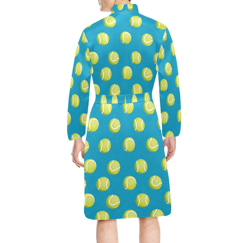 Tennis Pattern Print Design 05 Men's Long Sleeve Belted Night Robe