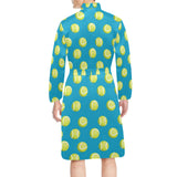 Tennis Pattern Print Design 05 Men's Long Sleeve Belted Night Robe