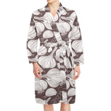 Garlic bulb dark background Men's Long Sleeve Belted Night Robe